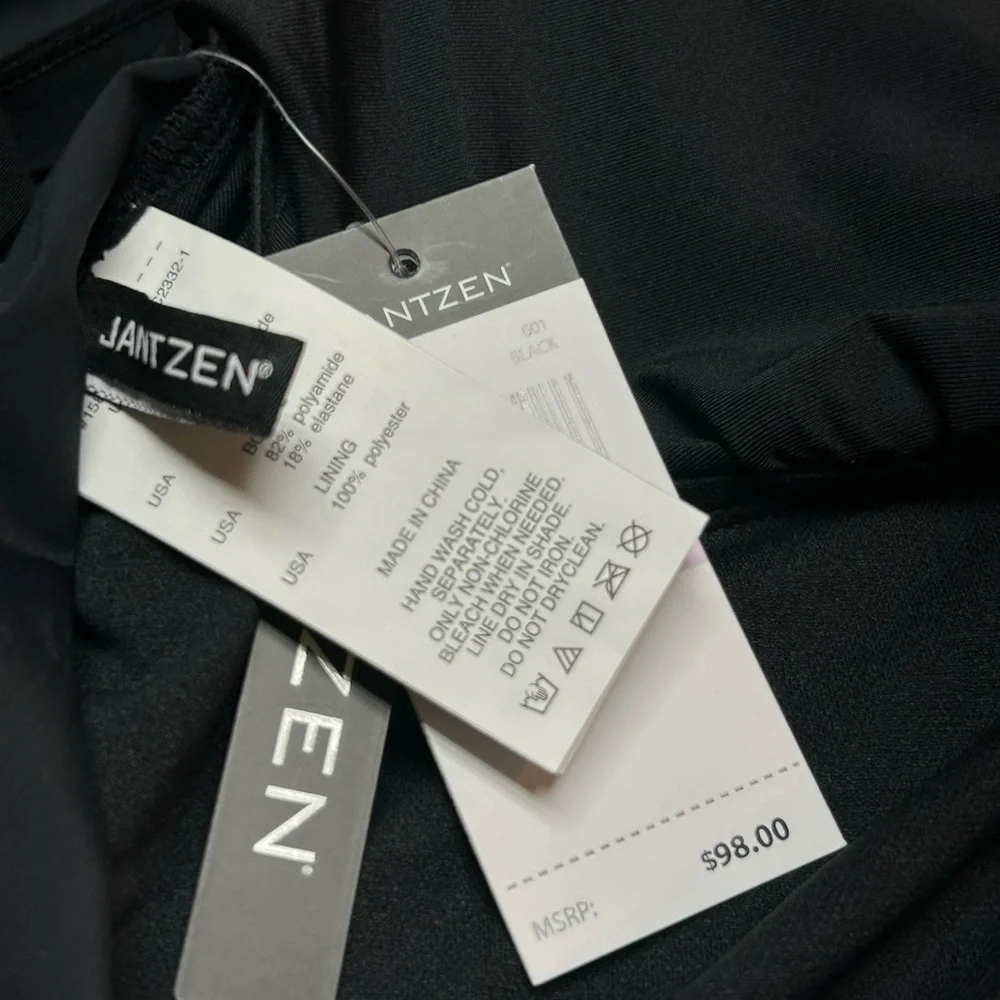 Jantzen Black Draped One Piece Swimsuit with Tummy Control Size 22W NWT - Picture 5 of 8